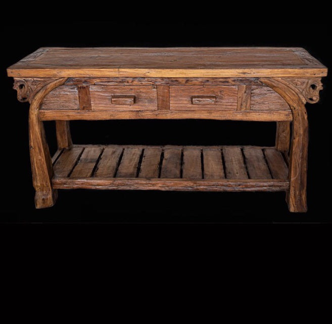 Original Teak Rice Paddy Plough Wood Side Table