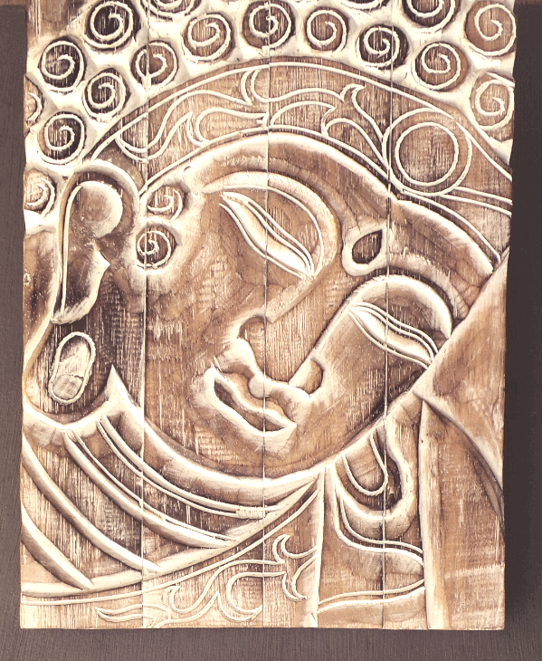 Wood Buddha large timber panel 90cmx60cm