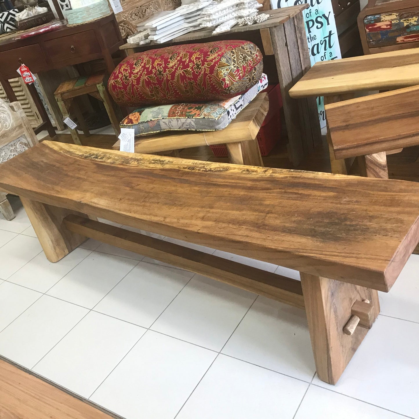 Suar slab wood Bench various lengths
