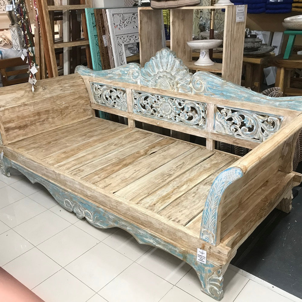 Batubulan Kartini Recycled Teak Daybed Single (Vintage Blue)