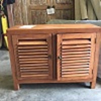 Teak Natural finish 2 door Louvre Cabinet