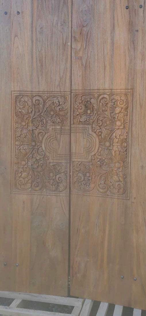 Door Panels Set  Recycled Teak Carved Natural  stain finish