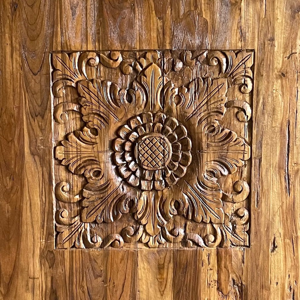 Door or Wall Panel Recycled Teak Carved Natural finish