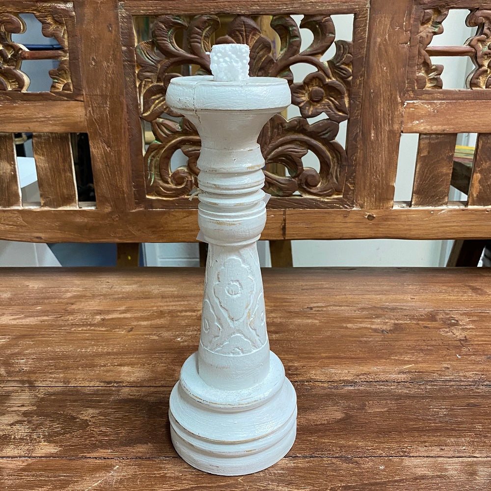 Candle Holder Wooden Hand Carved
