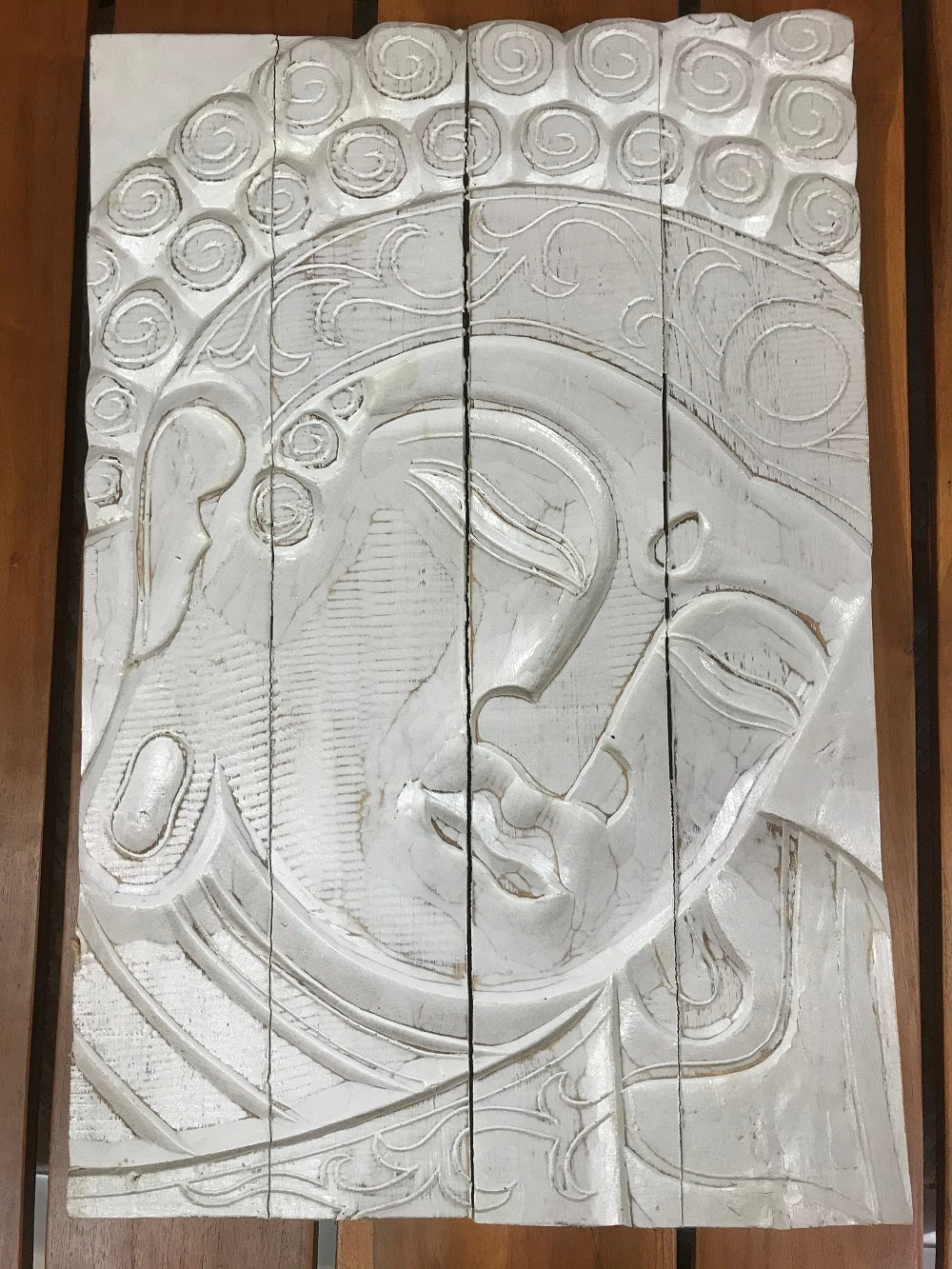 Wood Buddha small timber panel