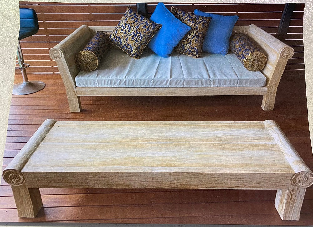 Batubulan Yanto Recycled Teak Daybed Matthew Medium (Creamwash)