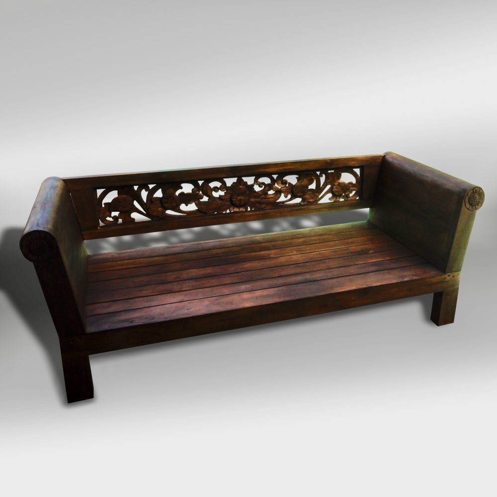 Batubulan Yanto Recycled Teak Mini Bali Day Bench  / Daybed (Chocolate)