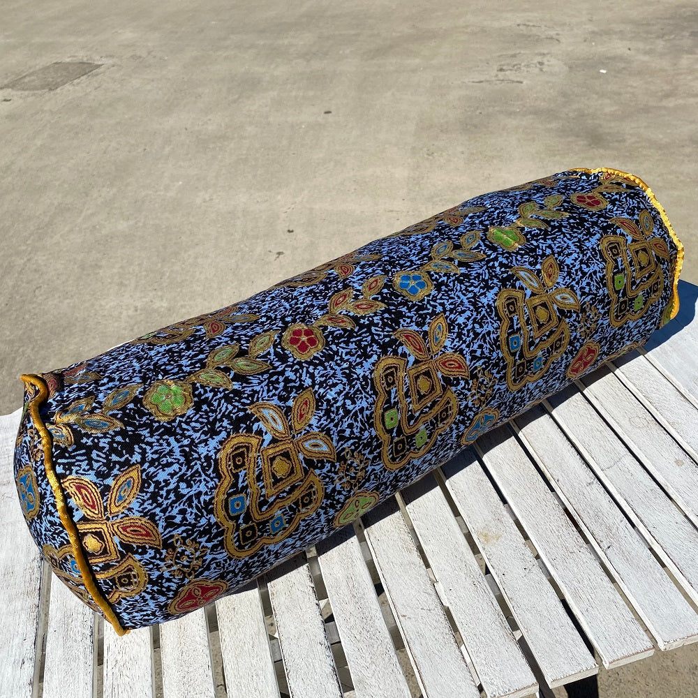Batik Flower Print Bolster Cover Medium 52cm x 22cm