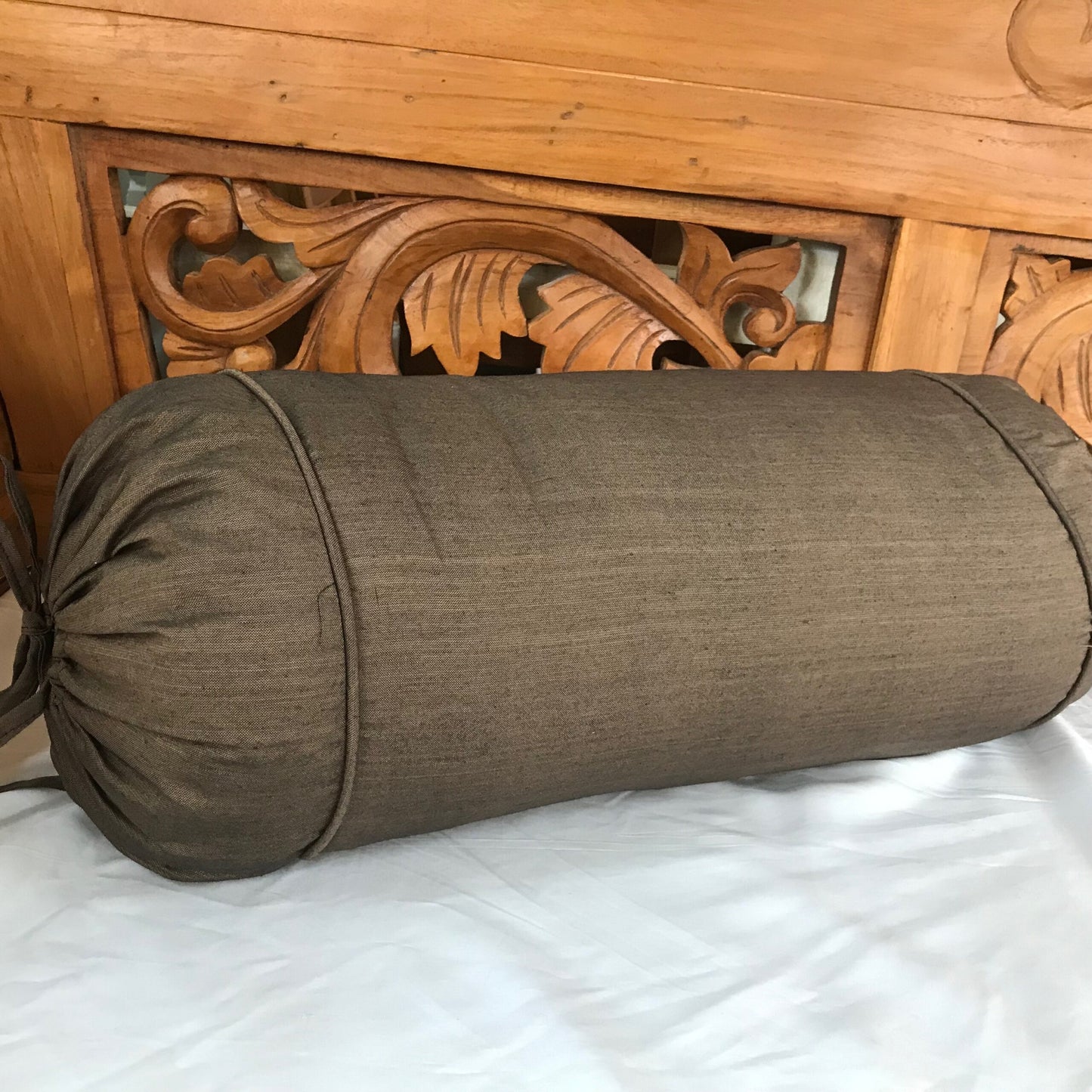 Cotton Ikat Medium Bolster Cover With Ties 52cm x 22cm