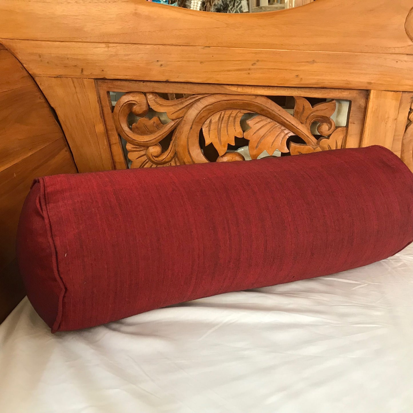 Cotton Ikat Medium Bolster Cover With Ties 52cm x 22cm