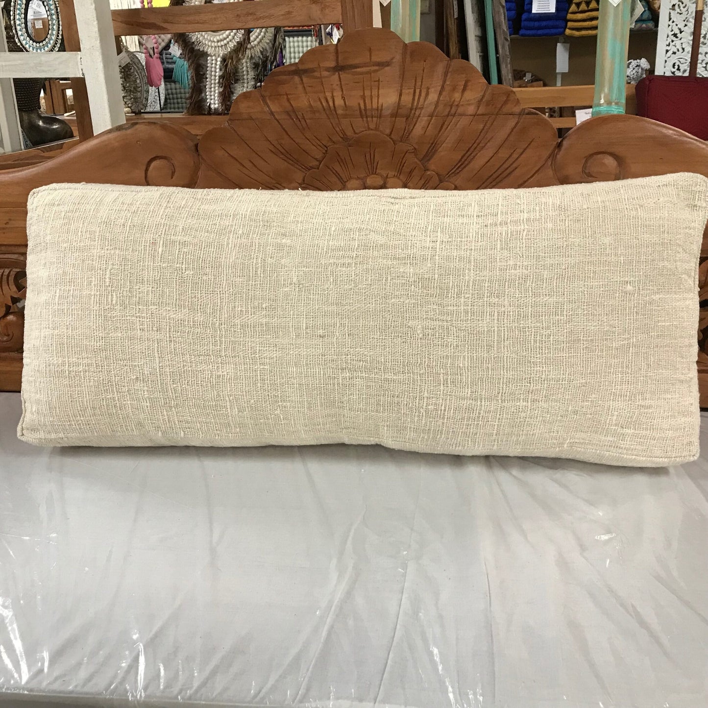 Open Weave Cotton Oblong Cushion Cover 100cm x 40cm