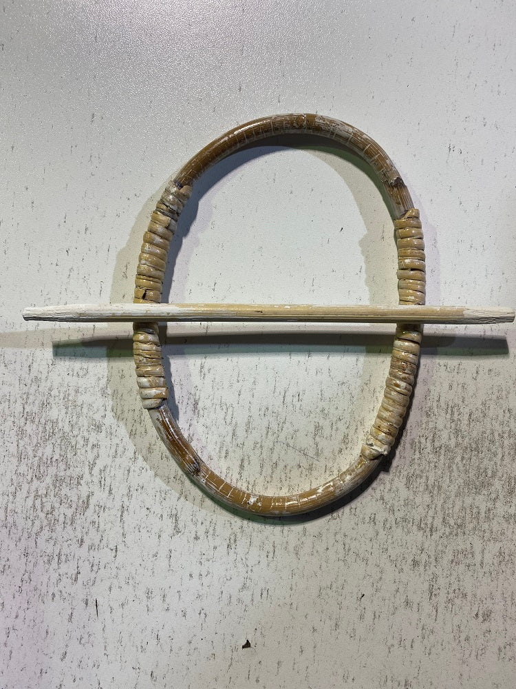 Curtain Holder Rattan pair White wash