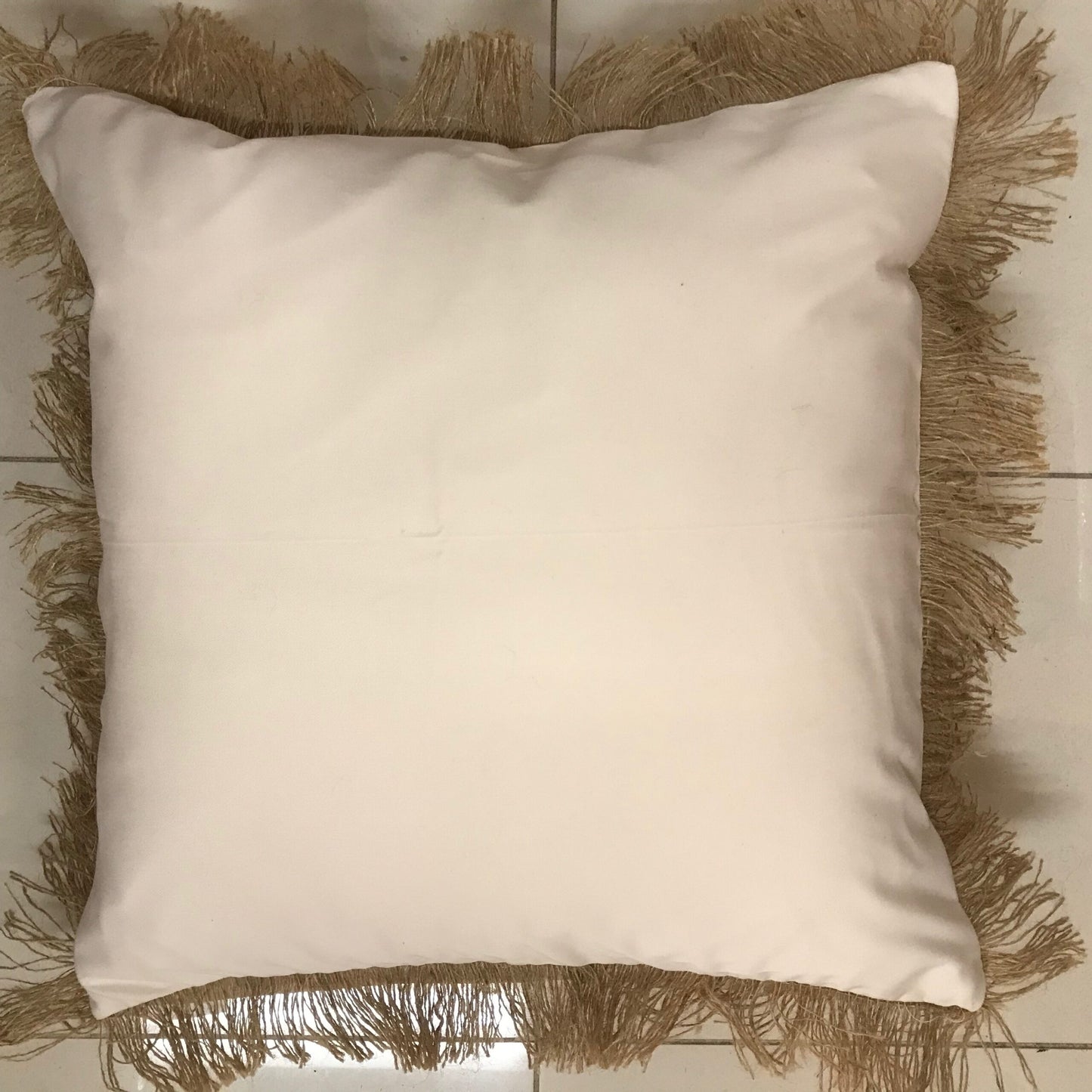 Hessian Fringe Cushion Cover Cream