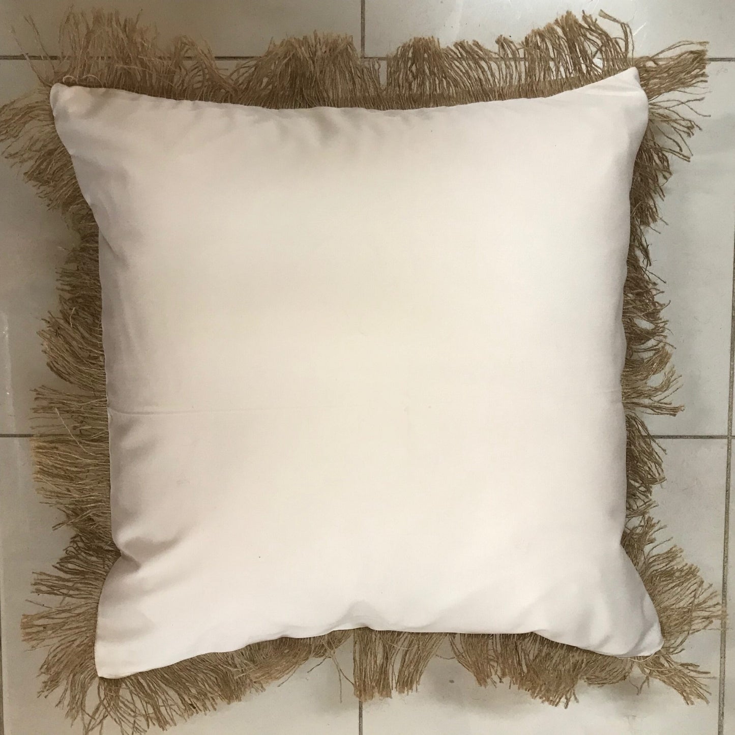 Hessian Fringe Cushion Cover Cream