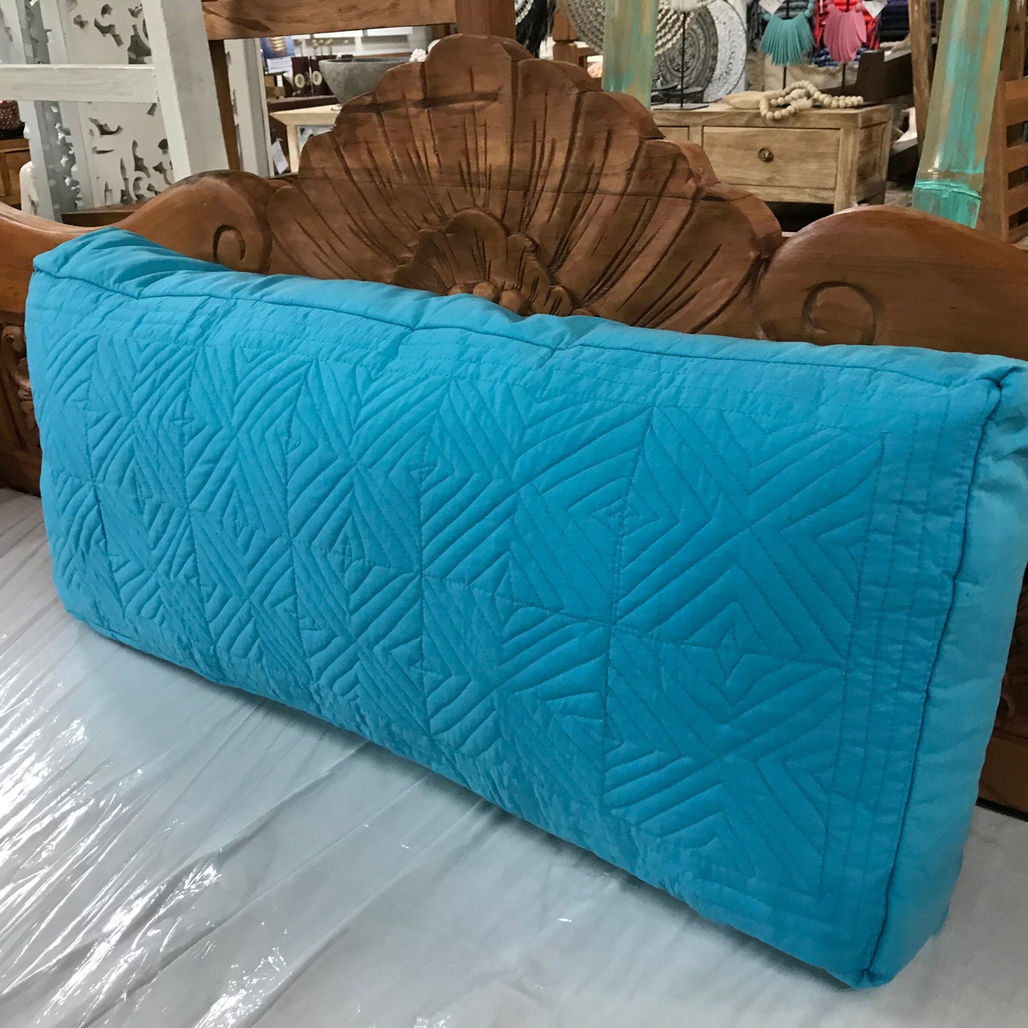 Quilted Geometrical Oblong Cushion Cover 100cm x 40cm