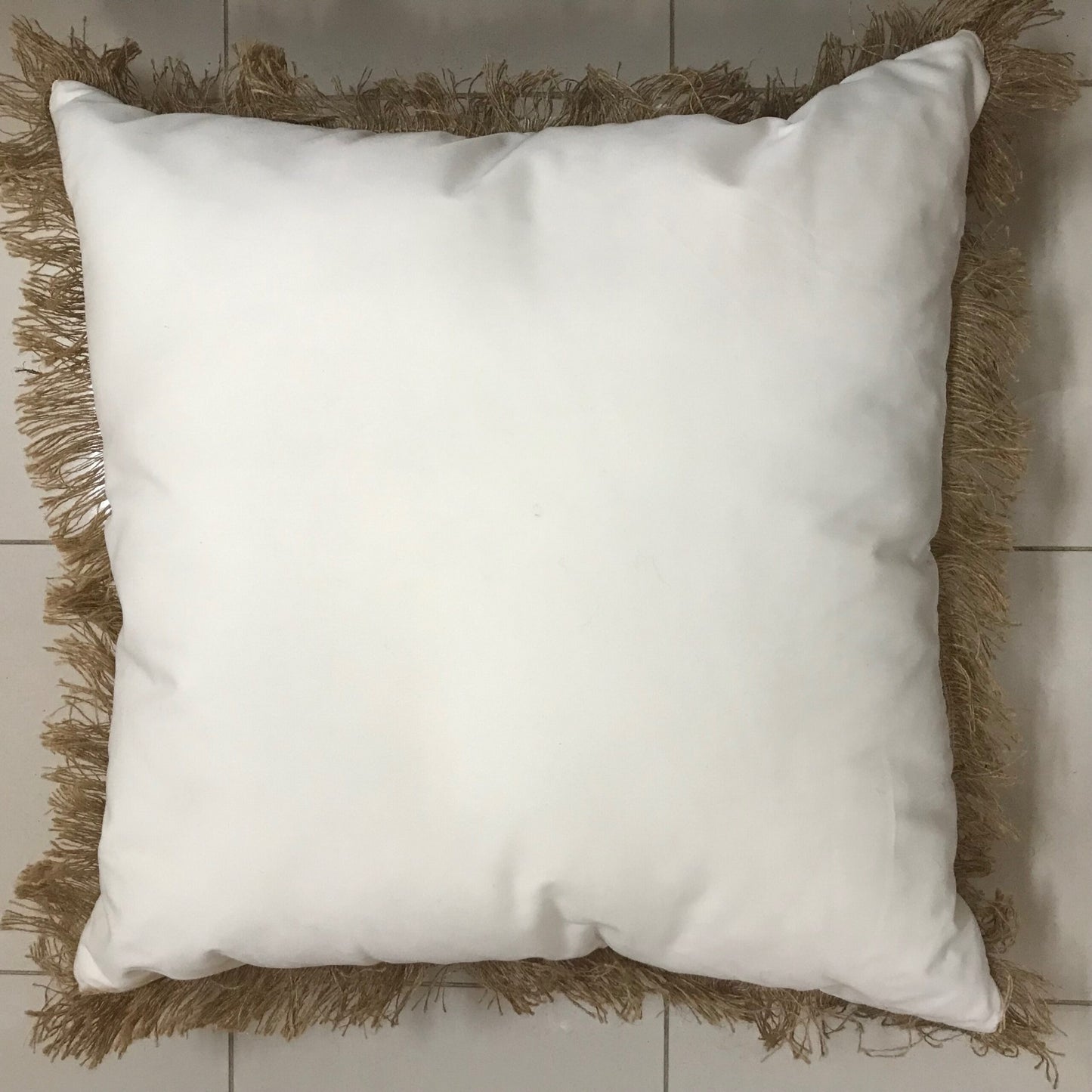 Hessian Fringe Cushion Cover Cream