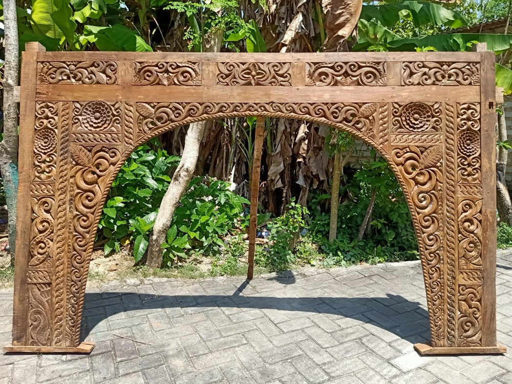 Antique original Preused Teak hand carved Panel