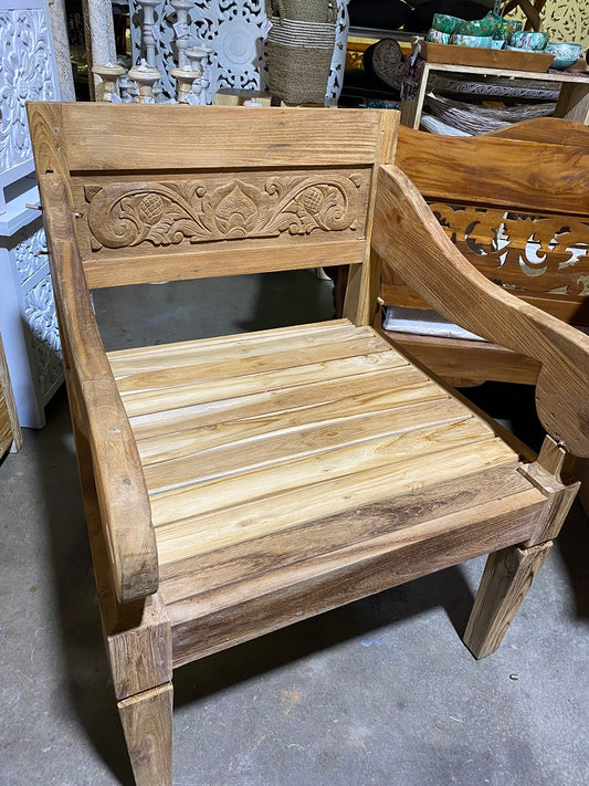 Recycled Teakwood Mas Java Chair carved back