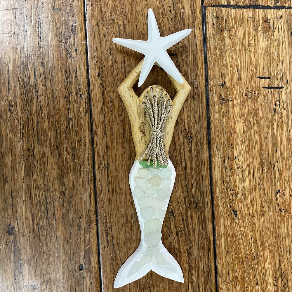 Mermaid wood/Seaglass wall hanger turquoise mix colour and white