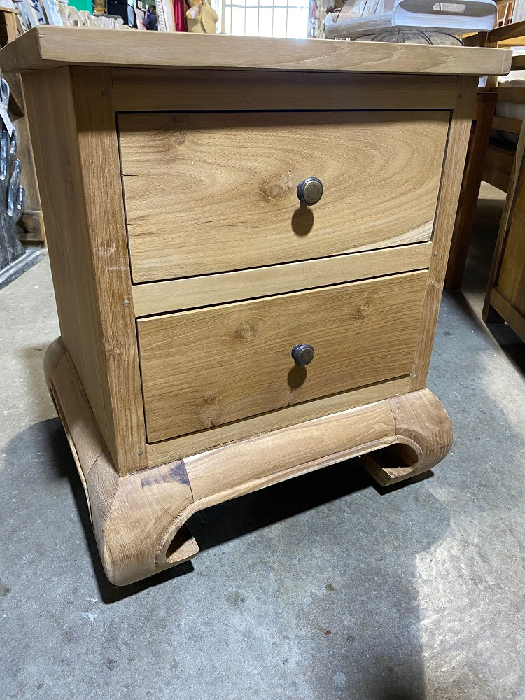 Teak Opium Eastern Style Bedside Raw wood