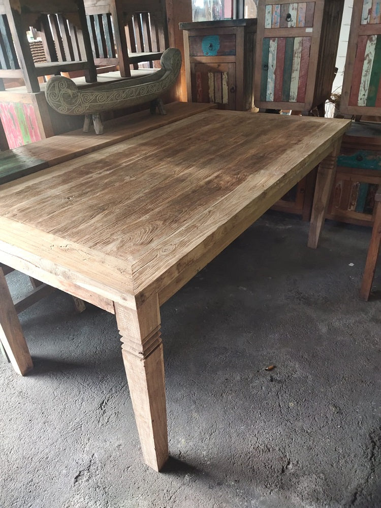 Table Dining slightly Rustic Natural finish teak wood 180cm length
