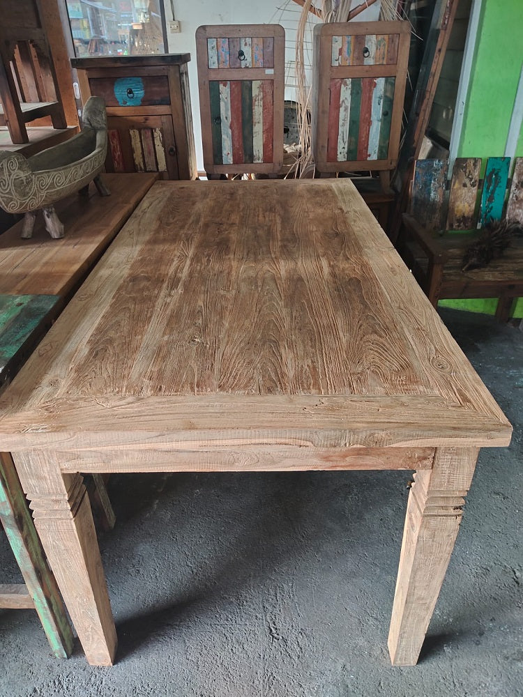 Table Dining slightly Rustic Natural finish teak wood 180cm length