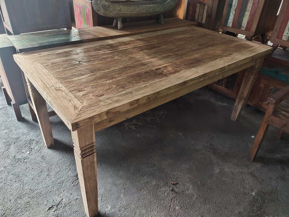 Table Dining slightly Rustic Natural finish teak wood 180cm length