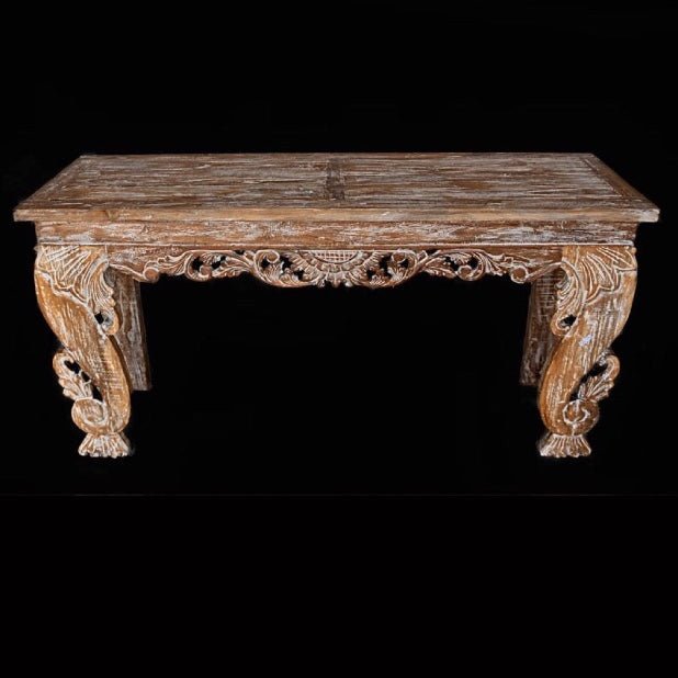 Andong Creamwash Handcarved Recycled Teak Side table