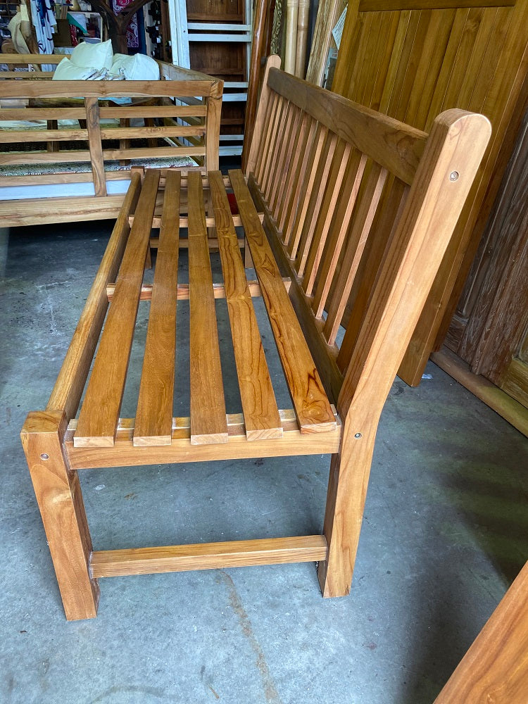 Plantation Teak A Grade Outdoor Bench 150cm length. No Arms (Natural)