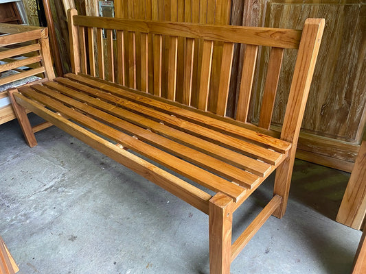 Teak Outdoor Bench 180cm length. No Arms (Natural)