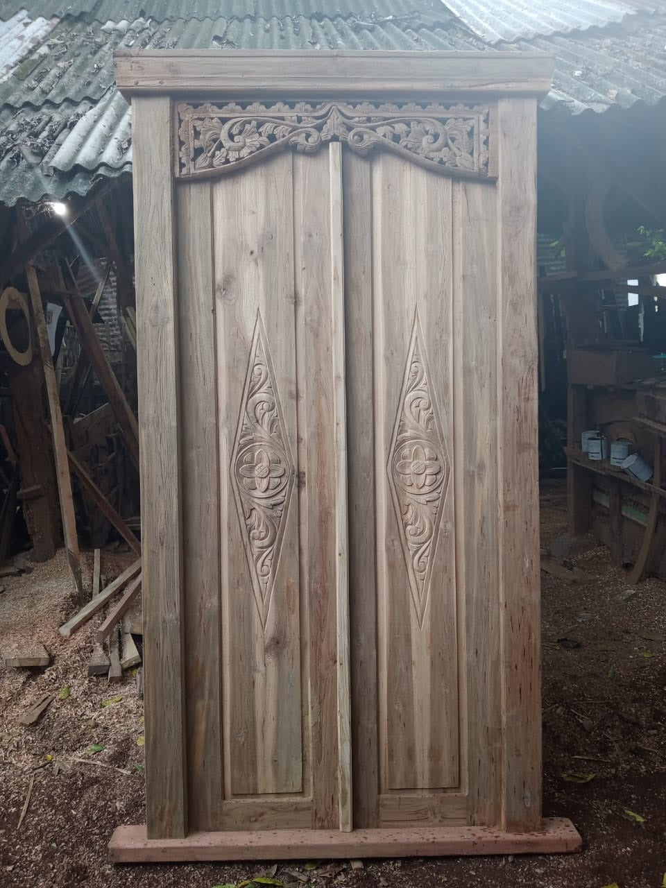 Door Balinese Raw Teakwood with handcarved detail