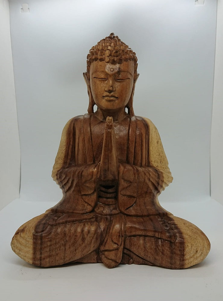 Wood Hand Carved Buddha of Namaste 30cm