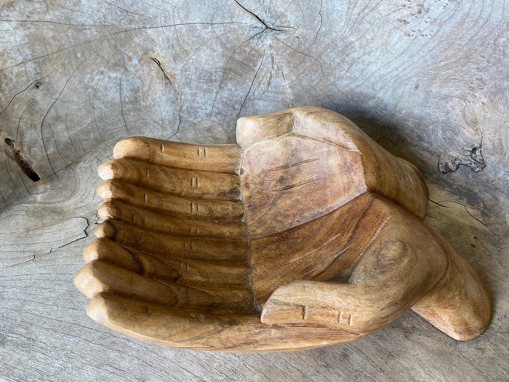 Wooden Buddha Offering Hands Large 30cm