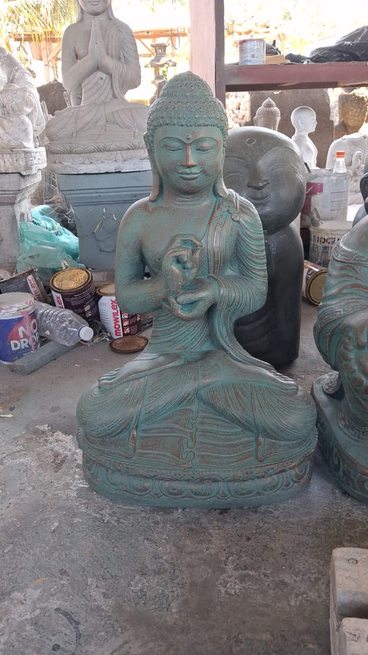 Buddha Chakra/ Teaching hand position cement 60cm copper green
