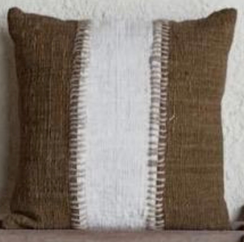 Cotton Rustic Open Weave Cushion Brown Cover combination colours 40x40cm plain cotton back (Copy) (Copy)