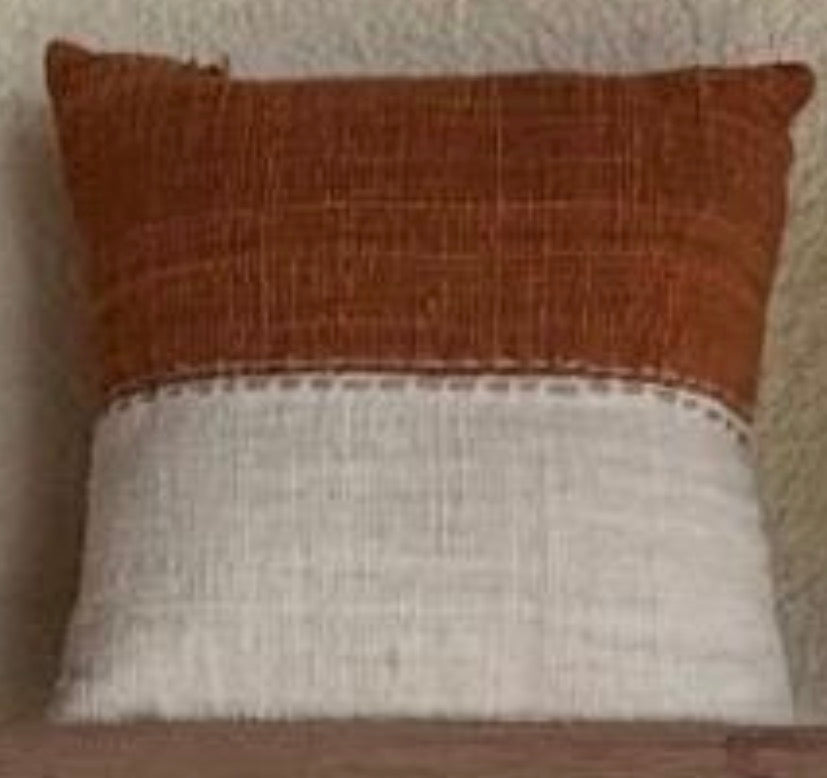 Cotton Rustic Open Weave Cushion Terracotta Cover combination colours 40x40cm plain cotton back