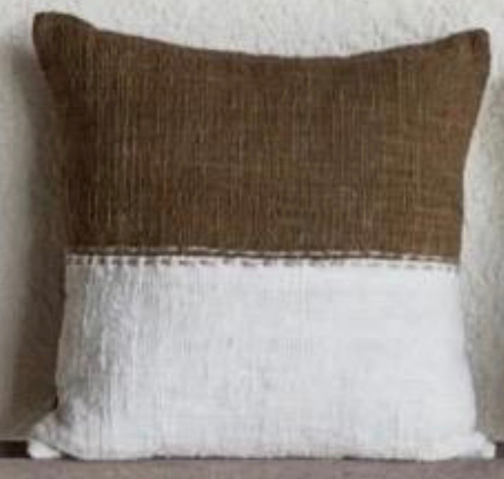 Cotton Rustic Open Weave Cushion Brown Cover combination colours 40x40cm plain cotton back (Copy) (Copy)