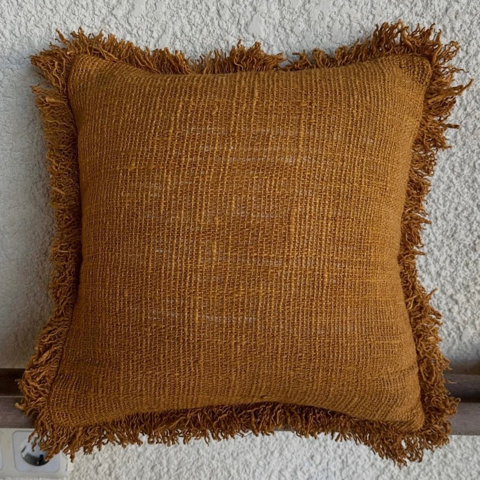 Cotton Rustic Open Weave Cushion Terracotta Cover combination colours 40x40cm plain cotton back