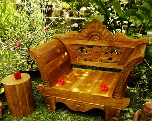 Batubulan Recycled Teak Kartini Carved Chair (Natural)