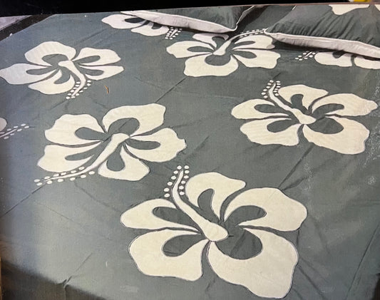 Bed sheet Set Queen Cotton Sewn on Design Panel Batik with 2 Pillow Covers