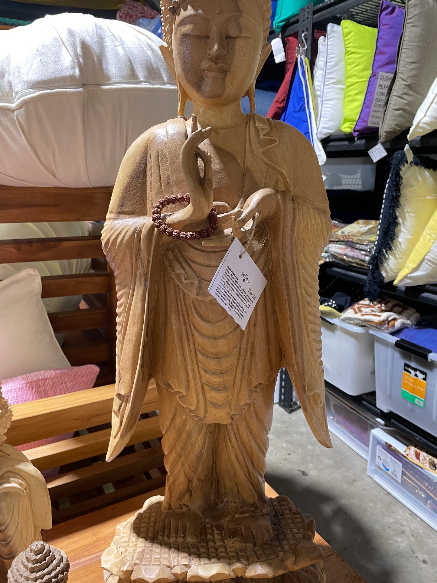 Buddha Standing 80cm  Peace and Teaching pose.  Suar Wood Hand Carved