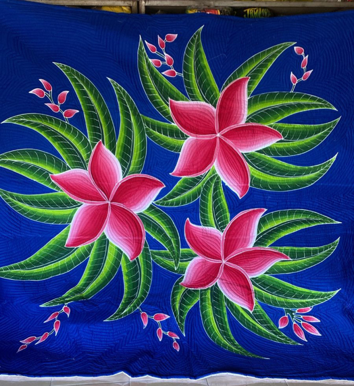 Bedspread King Cotton Hand Painted Batik with Pillow Covers