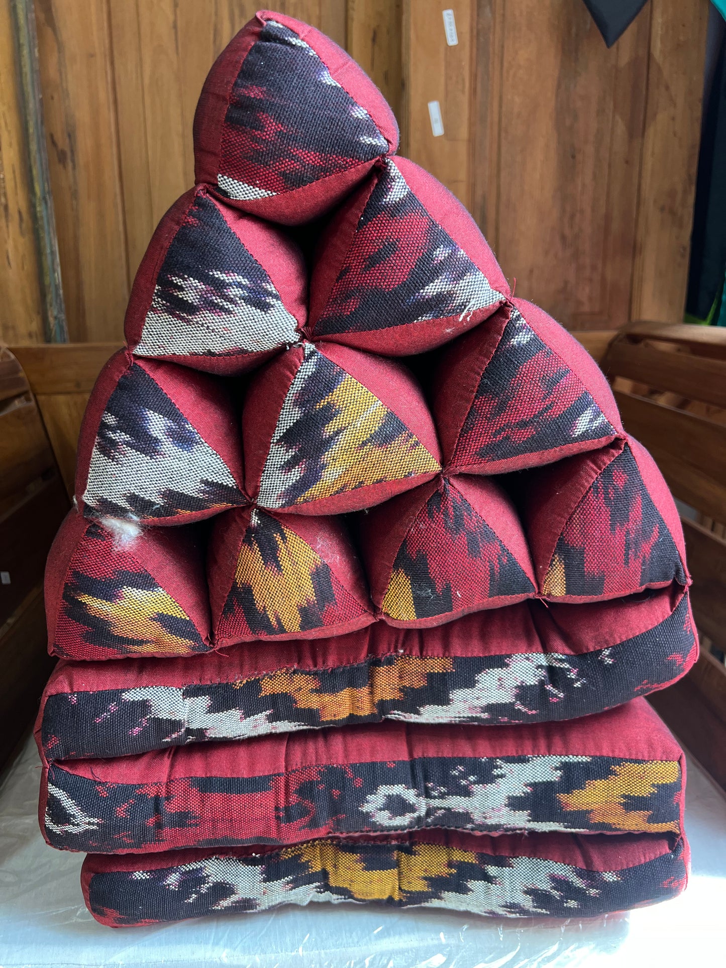 Thai style Triangle mattress with  3 fold out kapok filling cotton woven cover