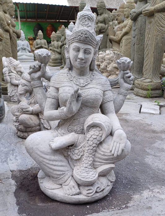 Lakshmi statue 1 mtr solid Handcarved natural Cement  finish