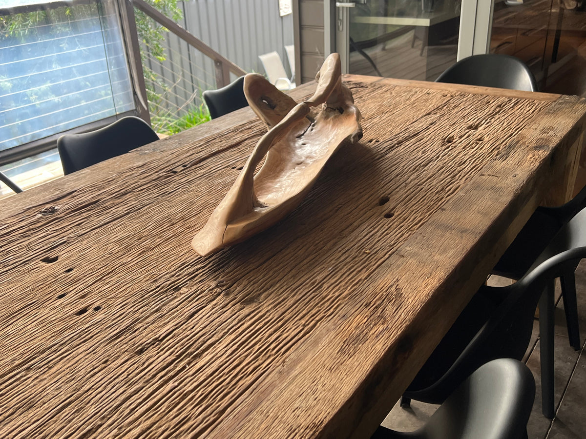 Table Dining Rustic Indonesian Recycled weathered old bridge Hardwood