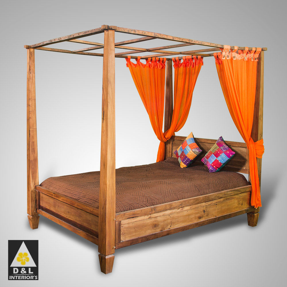 Batubulan Simple style Recycled Teak Canopy Bed King Single