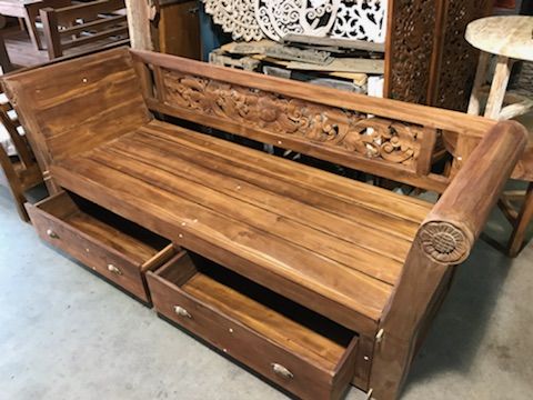 Batubulan Yanto Recycled Teak Daybed with Drawers King Single (Natural)