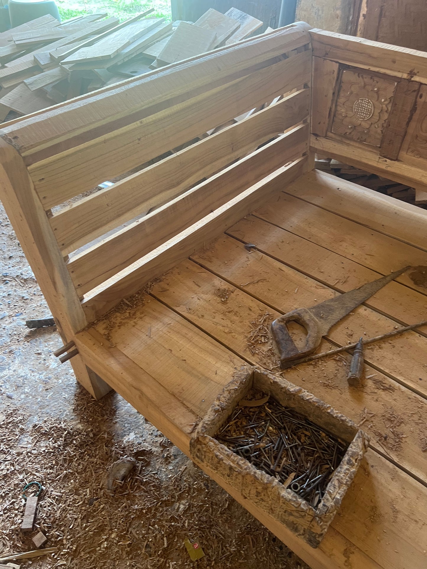 Batubulan Yanto Recycled Teak Daybed Matthew Medium (Creamwash)