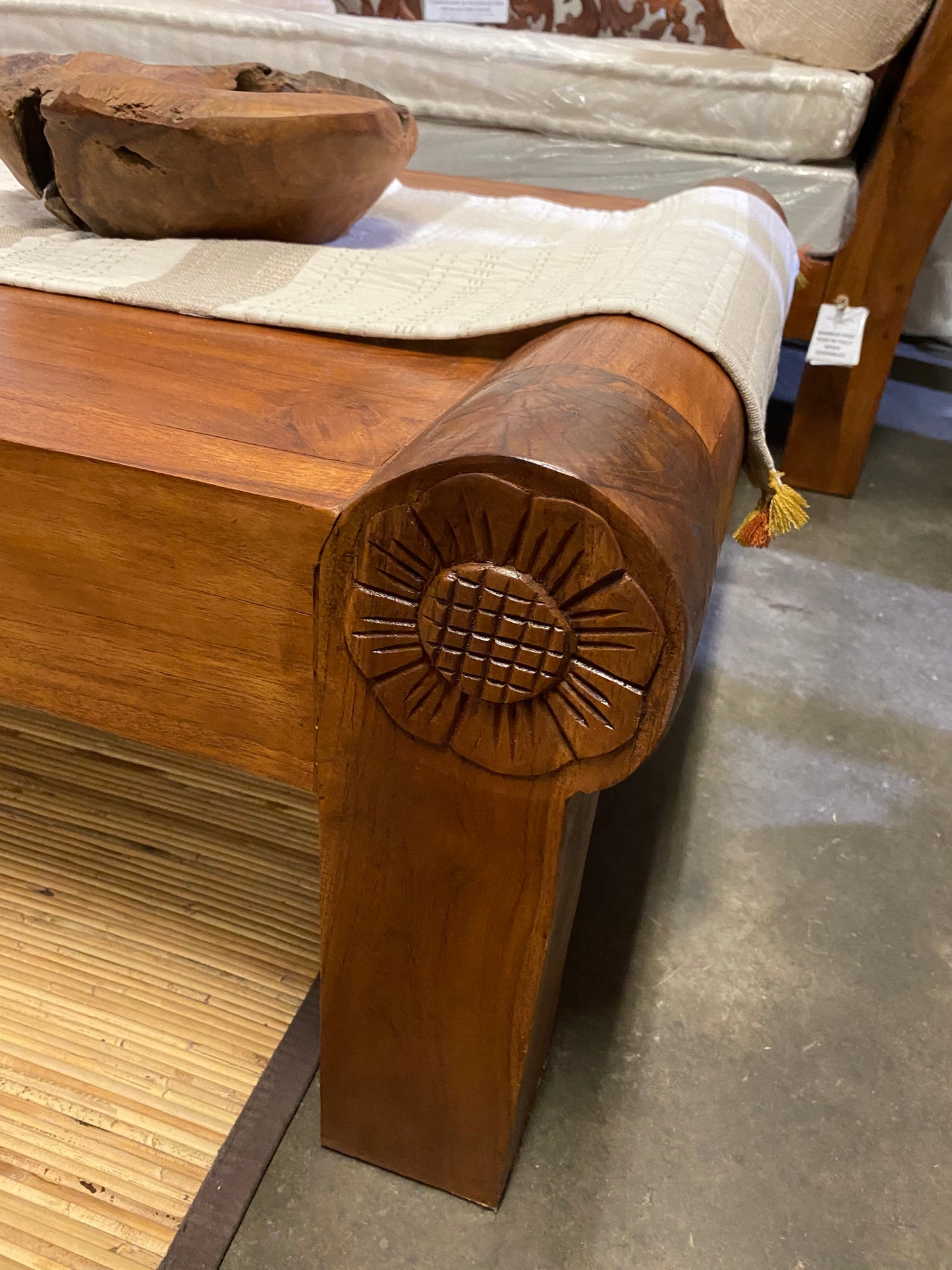 Yanto  Teak carved  coffee table 95cmx50cmx45cm ht natural finish