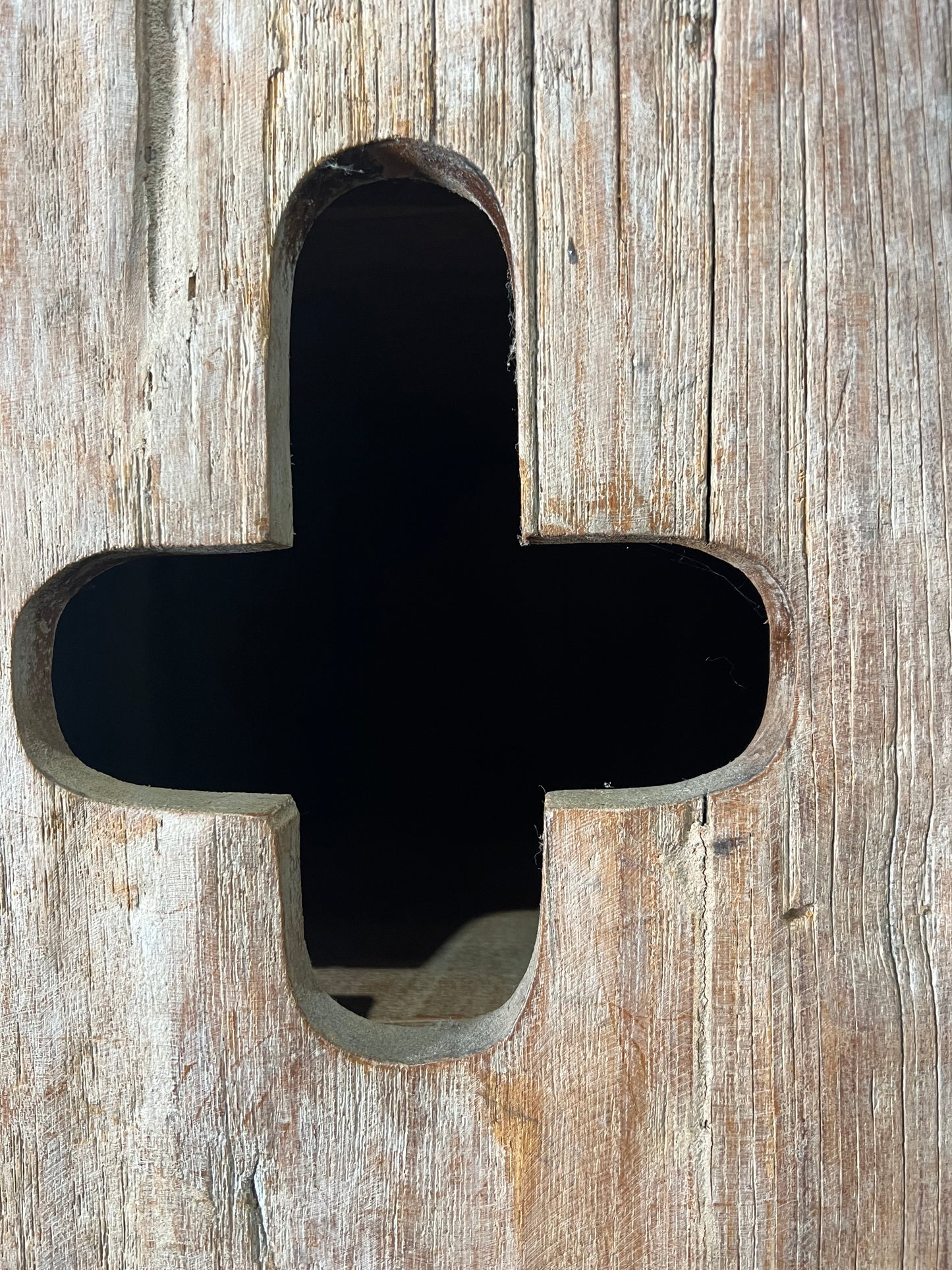 Antique Teak Tall Narrow  3 Door Cabinet simple carving in doors,removable shelves